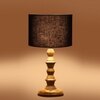 Devansh Black Cotton Table Lamp With  Wood Natural Base (7X7X15.5 Inches)-3