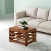 Kingsville Sheesham Wood Contemporary Square Coffee Table In Natural Teak Finish