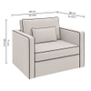 Elano Modern Premium 1 Seater Boucle  Pull Out Sofa Cum Bed with Improted Mechanism In off  White  Color