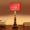 Devansh Maroon Jute Table Lamp With G Wood Natural Base -(7X7X21.25 Inches)-12
