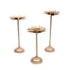 Six Flower Tealight Set Of 3 In Gold Colour