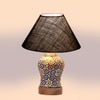 Devansh Conical Blue Jute Shade Lamp With Wood & Mosaic Glass Base For Decoration/Office/Home/Gifting/Study For Decoration/Office/Home/Gifting/Study -(10X10X14.5) Inches -A