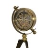 Vintage Aviator Gear Tripod Table Clock Antique Brass Metal Steampunk Decor