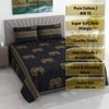 Wira Dark Blue Floral 400 TC Cotton Flat Double Queen Size Bedsheet with 2 Pillow Covers – Threads