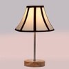 Devansh Off-White Cotton Vintage  Lamp With Natural  Wood Base  & Steel Pipe  (12X17.75)