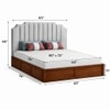 Mooh Solid Wood Queen Size Upholstered Bed With Hydraulic Storage (Provincial Teak Finish, Grey Colour)