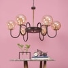 Eliante Champaign Glass Chandelier, 6-Light, Mild Steel And Ceramic, Elegant Modern Lighting Fixture
