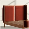 Valerio Duo-Panel Luxe Queen Size Bed in Velvet Rust colour with Oak wood Frame