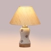 Devansh Conical Off White Cotton Shade Lamp With Wood & Mosaic Glass Base For Decoration/Office/Home/Gifting/Study For Decoration/Office/Home/Gifting/Study -(10X10X14.5) Inches -A
