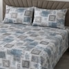 Pavi White & Blue Floral 400 TC Cotton Flat Queen Size Bedsheet with 2 Pillow Covers – Threads
