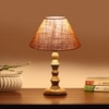 Devansh Beige Jute Table Lamp With  Wood Natural Base(10X10X16) Inches)-34