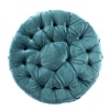 Louisville Acacia Wood Accent Round Set of 2 Pouf Stools in Turquoise
