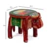 Desert Art Wooden Handpainted Red Elephant Stool 8 Inch