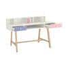 Samara Solid Wood Large 2 Level Study Desk with Drawers Shelves and Tapered Frame in English Pink Persian Lilac Colour