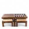Irish Sheesham Wood 2 Seater Coffee Table Set In Teak Finish