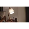 Emphasis Wooden Table Lamp with Brown Base and Yellow Fabric Lampshade