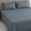 Juno Grey Solid Plain 400 TC Cotton Satin Flat Super King Size Bedsheet with 2 Pillow Covers – Threads