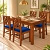 Globally Indian Taranga Solid Sheesham Wood 4 Seater Dining Table Set 4 Chairs Navy Blue