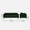 Tharoli Velvet 3 Seater Sofa in Green Colour