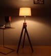 Crisscross Floor Lamp with Natural Wood Shade
