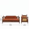 Rattan Solid wood Three Seater sofa in Provincial TeakCopper Orange Colour Fabric