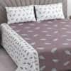 White And Plum Shade Floral  Cotton 400 Tc  Flat  Super King Size Bedsheet With 2 Pillow Covers