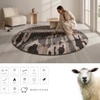 Handmade Round Wool Rug Modern Abstract Brown Grey 8 Feet Carpet