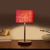 Devansh Maroon Jute Table Lamp With G Natural  Wood Base  & Steel Pipe -(7X17 Inches)-12