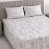 Evan White Floral 400 TC Cotton Flat Super King Size Bedsheet with 2 Pillow Covers – Threads