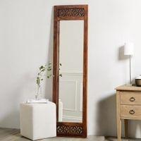 plato solid wood standing mirror in brown colour