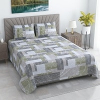 Zion Multicolor Abstract 400 TC Cotton Flat Super King Size Bedsheet with 2 Pillow Covers – Threads