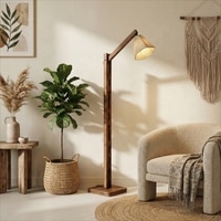Hinge Beige Jute Floor Lamp with Beige Jute Base