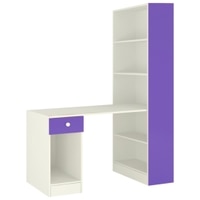 Austin Study Desk with Drawer and Built In Bookshelf in Lavender Purple Colour