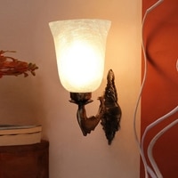 Devansh Metal Electric Wall Light in Antique gold Colour with White Shade Count of 1 Light