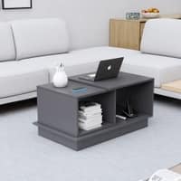 Hexa Engineered Wood Coffee Table With Storage And Open Rack In Slate Grey