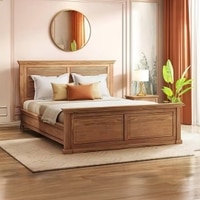 Tuscany Solid Wood Queen Size Non Storage Bed In Latin American Teak Finish