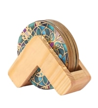 Boho Charm Mandala Print Coaster with Stand (Set of 4)