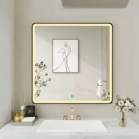Modern Square Wall LED Mirror with Anodized Aluminum Frame Rose Gold Matte Black Brushed Silver