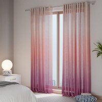Stoa Paris Sheer Ombre Printed Long Door Curtain, Aesthetic Curtain with  Light Filtering Balcony,  Set of 1 Parda, Crimson Hour - Pink