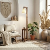 Accent Beige Jute Floor Lamp with Beige Jute Base
