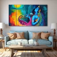 The Castle Decor Radha Krishna Wall Painting Wooden Framed 27x48 Inch (Style 10)