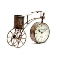 Desert Art Metal Handpainted Cycle Showpiece with Table Clock and Pen Stand
