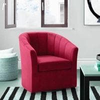 Accentrin Swivel Solid Wood Accentrel Chair in Maroon Colour