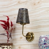 Devansh Metal Electric Wall Light in Gold Colour with Black Shade Count of 1 Light