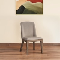 Anderson Solid Wood Single Dining Chair in Danish Walnut Finish With Shitake Beige Colour