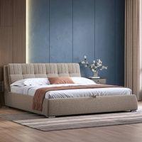 Stanhope Upholestry Hydraulic King Size Bed In Shitake Beige Premium Chenille