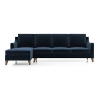 Abbey Sectional Sofa (Colour : Cobalt, Cushion : Soft, Seater : Left Aligned 3 Seater + Left Aligned Chaise)