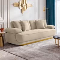 Jonet Velvet 3 Seater Sofa in Cream Color