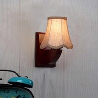 Devansh Wood Wall Mounted Lamp With Beige Jute Shade