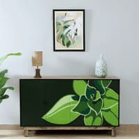 Vegas Mango Wood Hand Painted Multicolor 4 Door Cabinet In Natural Finish